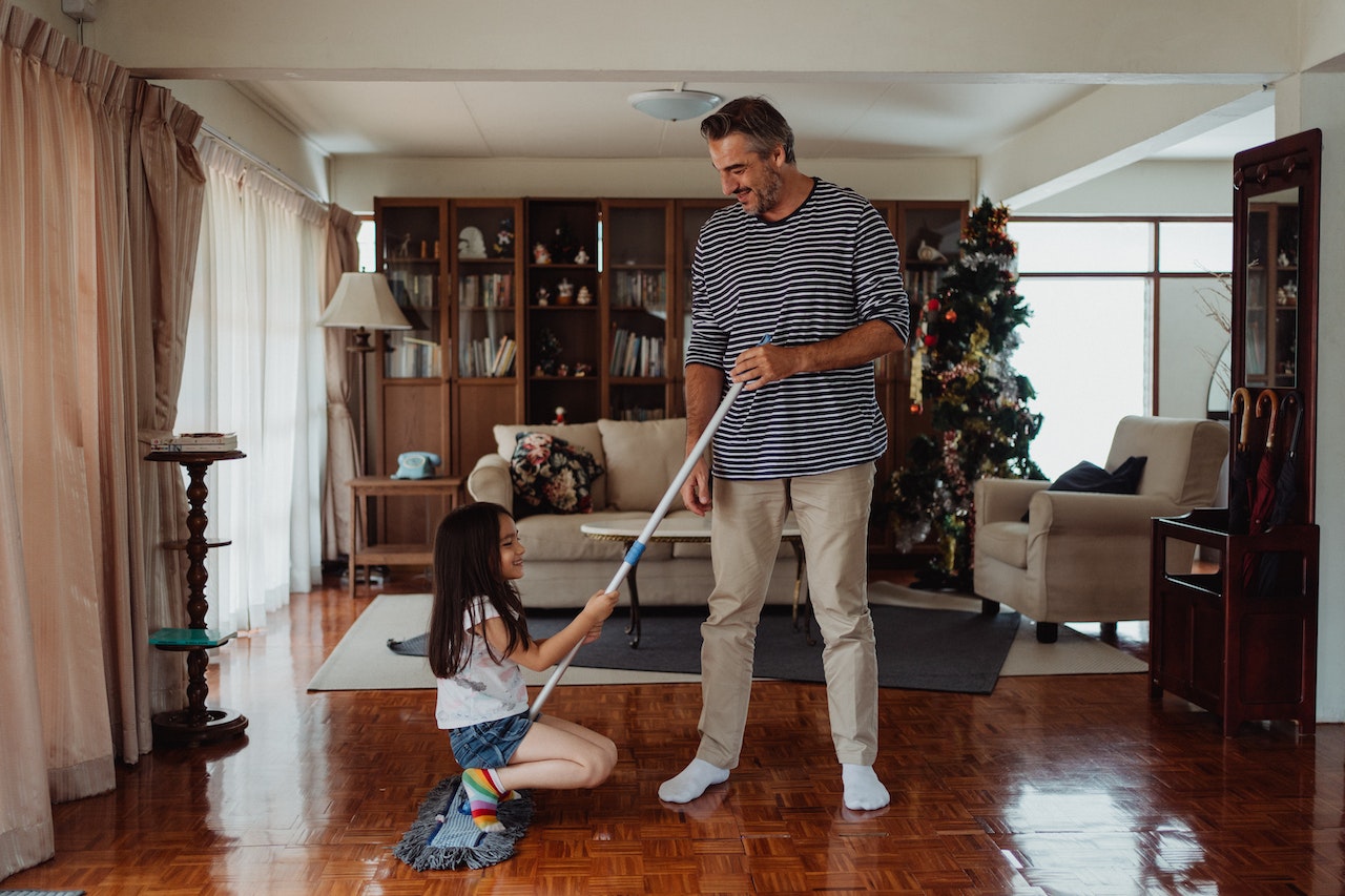 cleaning with kids
